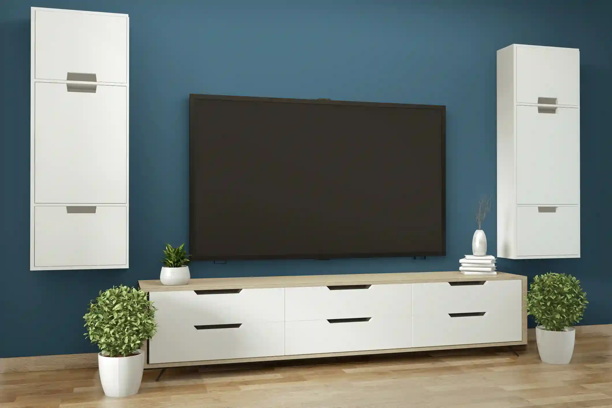 Professional TV mounting on wooden feature wall